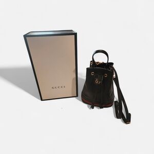 Gucci Black Leather Small Ophidia Bucket Bag